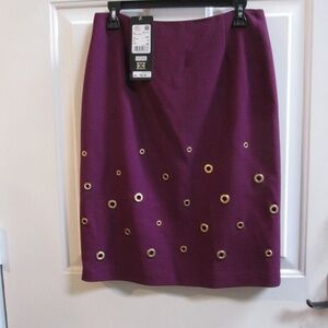 skirt new women's "Revada" ESCADA PENCIL CUT PURPLE wool SKIRT Sz 38/8 $750.00